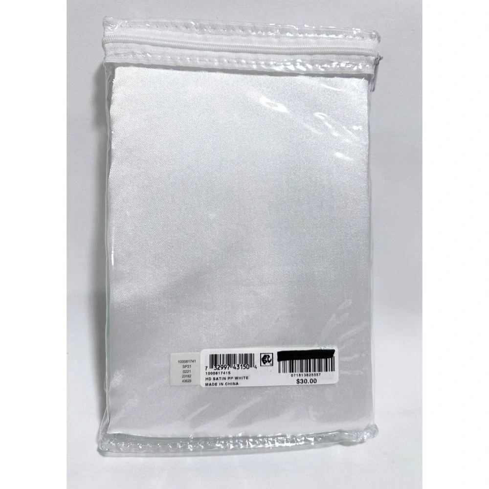 Home Design Satin Pillow Protectors White 2Pc Standard Queen Zipper